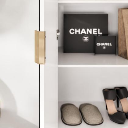 Imagem de Sapateira Vistta 2 Portas com Espelho, 180x54x33cm, Estreita, Vertical, Organizador de Sapatos  Cores Cinamomo e Branco  Compacta e Moderna