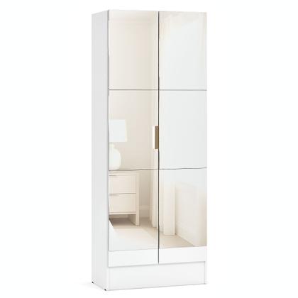 Imagem de Sapateira Vistta 2 Portas com Espelho, 180x54x33cm, Estreita, Vertical, Organizador de Sapatos  Cores Cinamomo e Branco  Compacta e Moderna