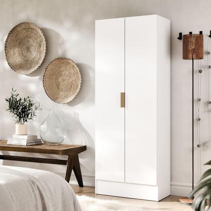 Imagem de Sapateira Vistta 2 Portas com Espelho, 180x54x33cm, Estreita, Vertical, Organizador de Sapatos  Cores Cinamomo e Branco  Compacta e Moderna