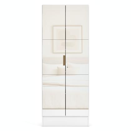 Imagem de Sapateira Vistta 2 Portas com Espelho, 180x54x33cm, Estreita, Vertical, Organizador de Sapatos  Cores Cinamomo e Branco  Compacta e Moderna