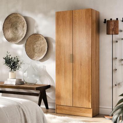 Imagem de Sapateira Vistta 2 Portas com Espelho, 180x54x33cm, Estreita, Vertical, Organizador de Sapatos  Cores Cinamomo e Branco  Compacta e Moderna