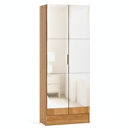 Imagem de Sapateira Vistta 2 Portas com Espelho, 180x54x33cm, Estreita, Vertical, Organizador de Sapatos  Cores Cinamomo e Branco  Compacta e Moderna