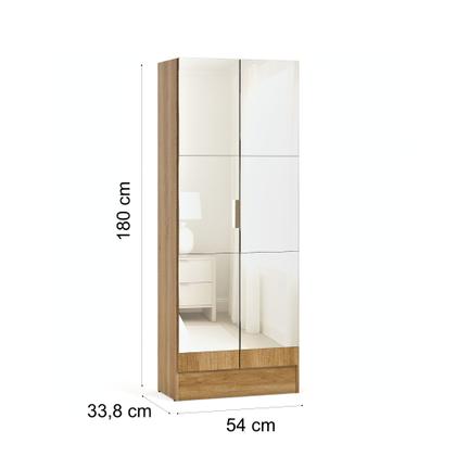 Imagem de Sapateira Vistta 2 Portas com Espelho, 180x54x33cm, Estreita, Vertical, Organizador de Sapatos  Cores Cinamomo e Branco  Compacta e Moderna