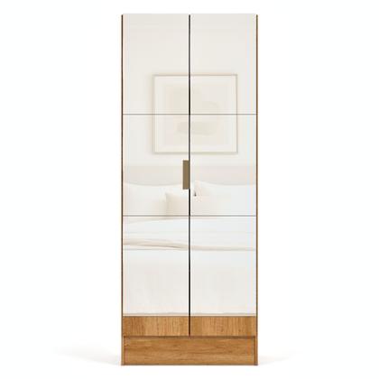 Imagem de Sapateira Vistta 2 Portas com Espelho, 180x54x33cm, Estreita, Vertical, Organizador de Sapatos  Cores Cinamomo e Branco  Compacta e Moderna