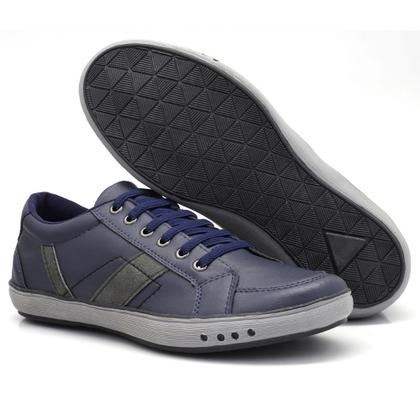 Imagem de Sapatênis Casual Masculino com Cadarço Detalhe em Recortes e Sola Borracha Reta