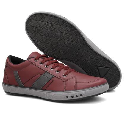 Imagem de Sapatênis Casual Masculino com Cadarço Detalhe em Recortes e Sola Borracha Reta