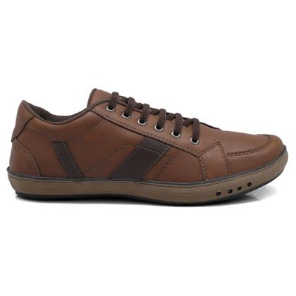 Imagem de Sapatênis Casual Masculino com Cadarço Detalhe em Recortes e Sola Borracha Reta