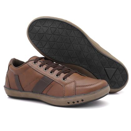 Imagem de Sapatênis Casual Masculino com Cadarço Detalhe em Recortes e Sola Borracha Reta