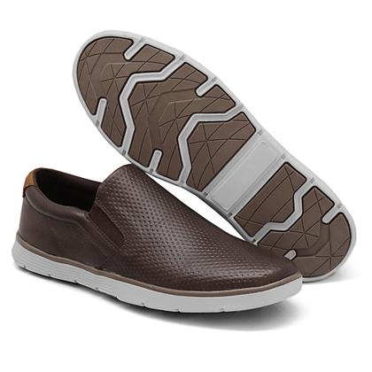 Imagem de Sapatênis Casual Masculino Slip On em Couro Natural Legítimo Com Elástico - 6216VK