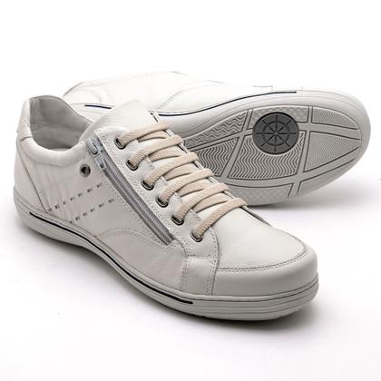 Imagem de Sapatenis em couro, solado de borracha costurado com ziper e cadarço de elastico