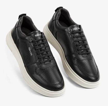 Imagem de Sapatênis Ferracini 9314 Logan Couro Masculino Cor:PretoTamanho:42