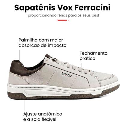 Imagem de Sapatênis Ferracini Masculino Couro Vox Cadarço Elástico Conforto Original