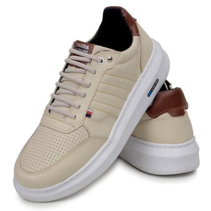 Imagem de Sapatenis Masculino 100% Couro Legitimo Tenis Casual Detalhado Cores Modernas