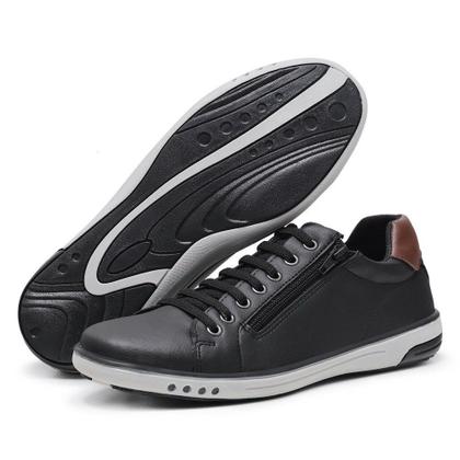 Imagem de Sapatênis Masculino com Zíper Lateral Casual Macio Preto