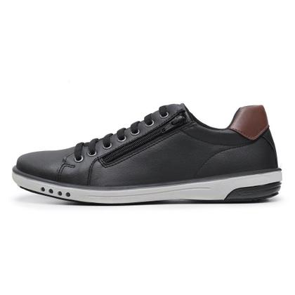 Imagem de Sapatênis Masculino com Zíper Lateral Casual Macio Preto