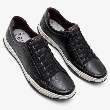 Imagem de Sapatênis Masculino Couro Denim Democrata - Preto 