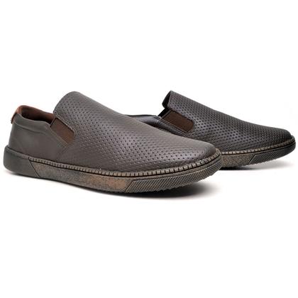 Imagem de Sapatênis Masculino Em Couro Sapato Slip On C/ Elástico Lateral Confortável