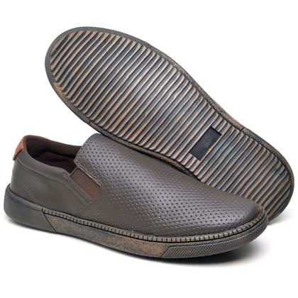 Imagem de Sapatênis Masculino Em Couro Sapato Slip On C/ Elástico Lateral Confortável