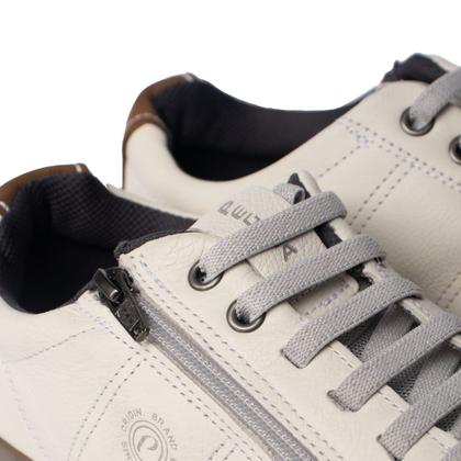 Imagem de Sapatênis Masculino Pegada Couro Calce Fácil Off White/Cinza
