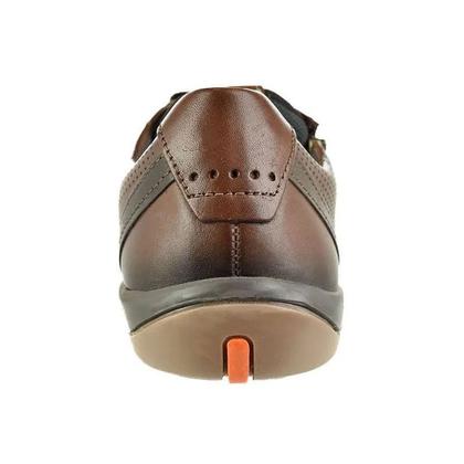 Imagem de Sapatênis Masculino Pegada Plus Size Couro Anilina Marrom Pinhão Elástico Zíper