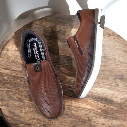Imagem de Sapatenis Pegada Masculino Iate Slip On Casual Marrom Terracota 119311-02