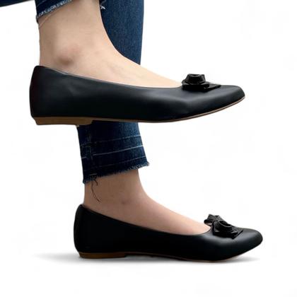 Imagem de Sapatilha Bico Fino Com Laço Acabamento Fosco Comfort Feminino