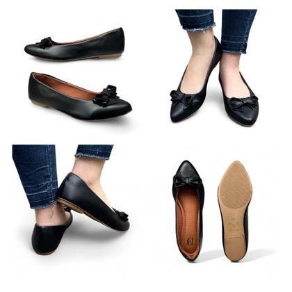 Imagem de Sapatilha Bico Fino Com Laço Acabamento Fosco Comfort Feminino