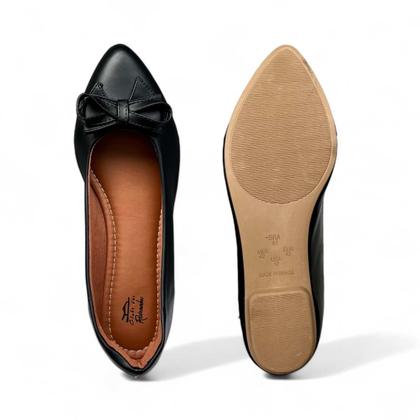 Imagem de Sapatilha Bico Fino Com Laço Acabamento Fosco Comfort Feminino