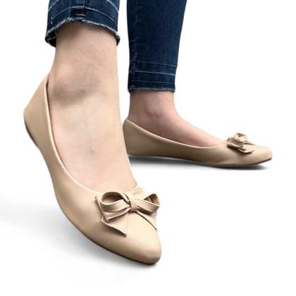 Imagem de Sapatilha Bico Fino Com Laço Acabamento Fosco Comfort Feminino