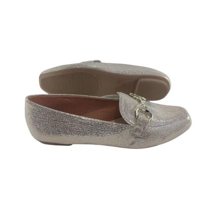 Imagem de Sapatilha Bico Quadrado  Craquele Ouro Light com Enfeite