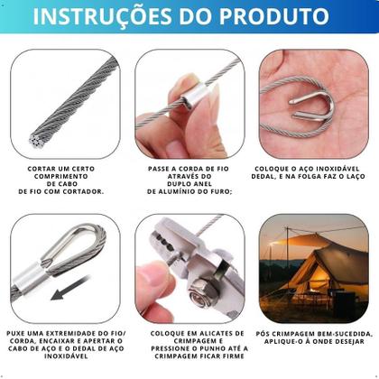Imagem de Sapatilha Cabo de Aço Zincado Academia Aparelho Resistente Reforçado 1/4