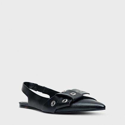 Imagem de Sapatilha Carrano Slingback Laço Ilhós Couro Preto - 507081