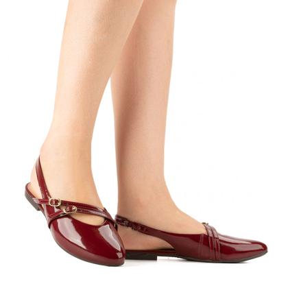 Imagem de Sapatilha Dakota Feminina Slingback Bordô Bico Fino Fivelas