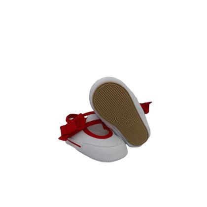 Imagem de Sapatilha de Laço Menina Vermelho e Branco Bicho de Pé
