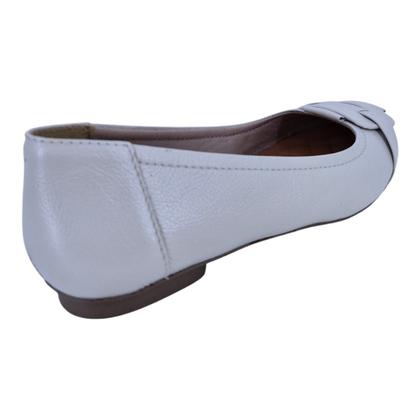 Imagem de Sapatilha Feminina Bico Fino Em Couro Casual Scarpetti 9320 Off White