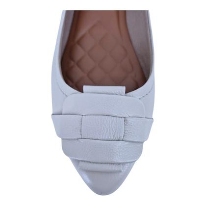 Imagem de Sapatilha Feminina Bico Fino Em Couro Casual Scarpetti 9320 Off White