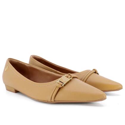 Imagem de Sapatilha Feminina Bico Fino em Couro Soft Amendôa - Cód 3126003