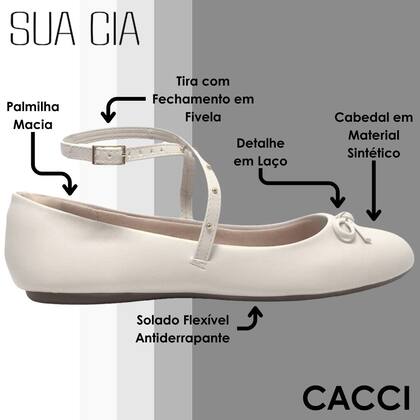 Imagem de Sapatilha Feminina Conforto Resteira Laço Sua Cia