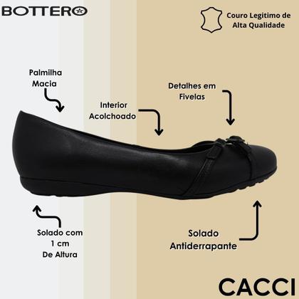 Imagem de Sapatilha Feminina Couro Elegante Conforto Detalhes Bottero
