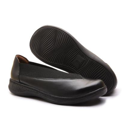 Imagem de Sapatilha Feminina Linha Confort Em Couro Com Elástico Iods Preto