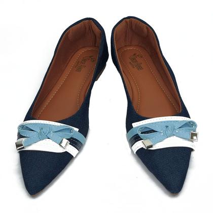 Imagem de Sapatilha Feminina Rasteira Bico Fino com Laço Delicada e Confortável