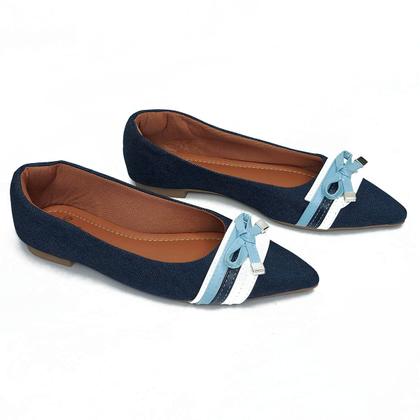 Imagem de Sapatilha Feminina Rasteira Bico Fino com Laço Delicada e Confortável