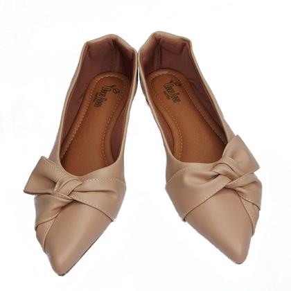 Imagem de Sapatilha Feminina Rosa Bico Fino Confortável Laço Lateral