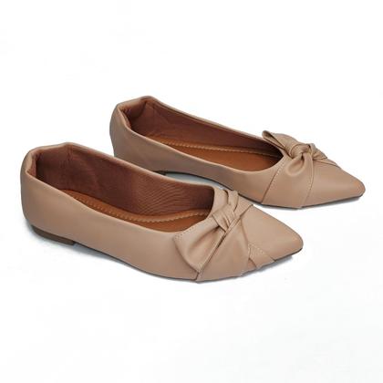 Imagem de Sapatilha Feminina Rosa Bico Fino Confortável Laço Lateral