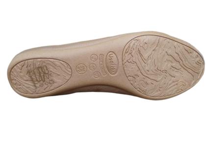 Imagem de Sapatilha feminina Usaflex ortopédica Couro Camel Bico Redondo Bordado com tecido para joanete