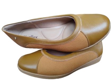Imagem de Sapatilha feminina Usaflex ortopédica couro com tecido conforto para joanete Bico Redondo