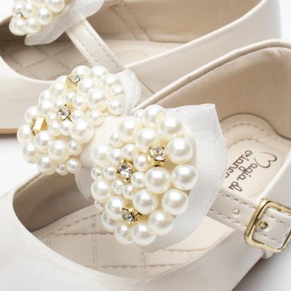 Imagem de Sapatilha Infantil Feminina Menina Laço Perola Off White LP-LMV02-016