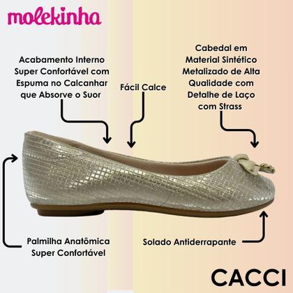 Imagem de Sapatilha Infantil Menina Conforto Metalizada Molekinha