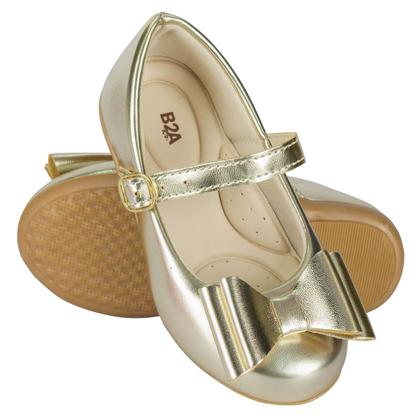 Imagem de Sapatilha Infantil Menina Dourada com laço  2022 lançamento