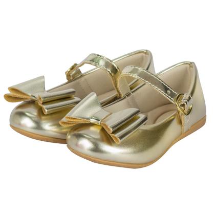 Imagem de Sapatilha Infantil Menina Dourada com laço  2022 lançamento
